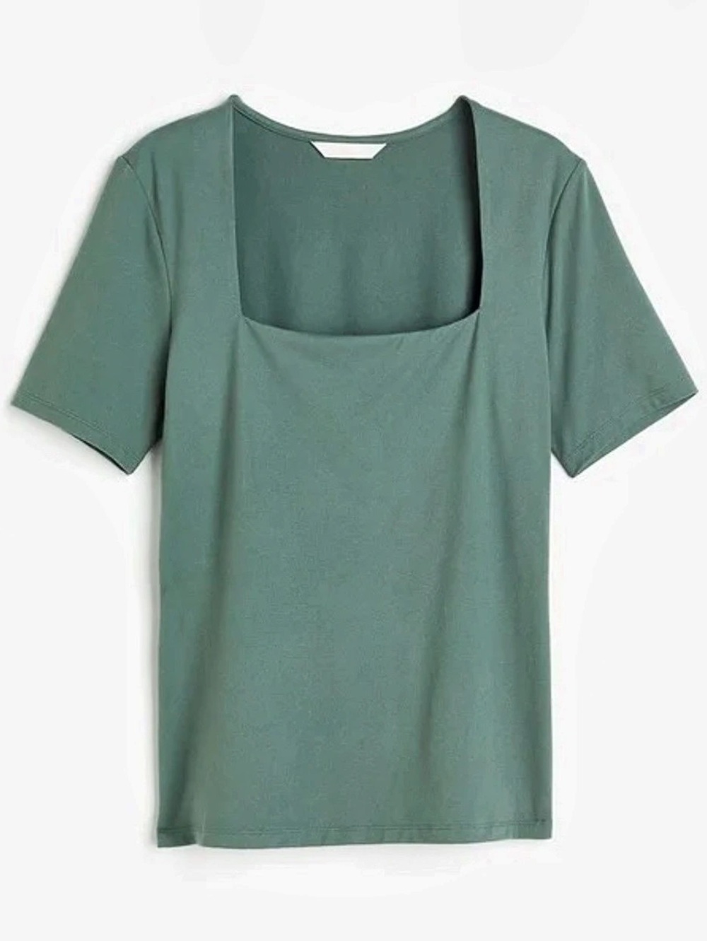 H&Medium Square-Neck Top Short Sleeve Green Medium
